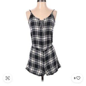 Aerie Plaid Romper in Black and White size small.